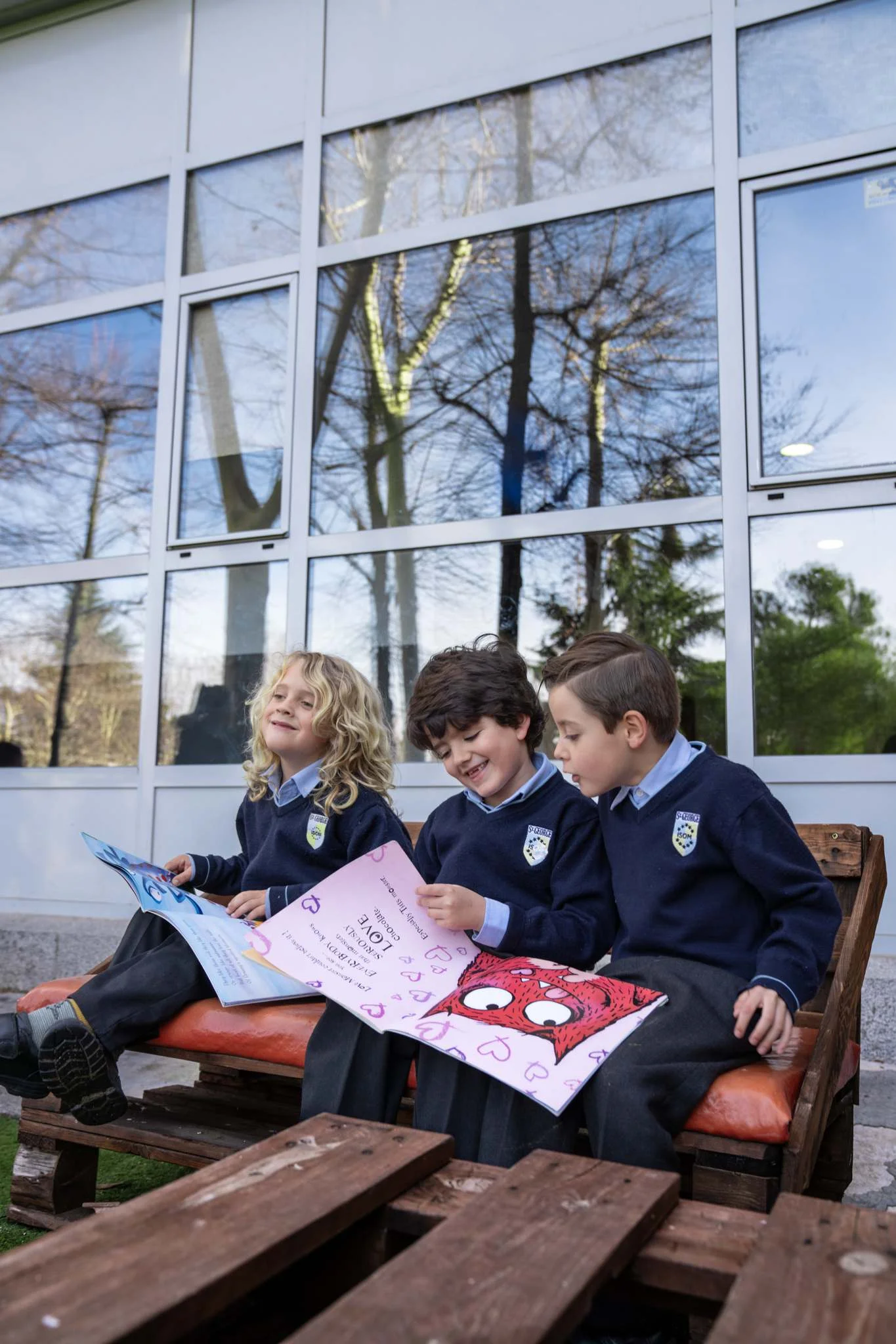 Three students reading