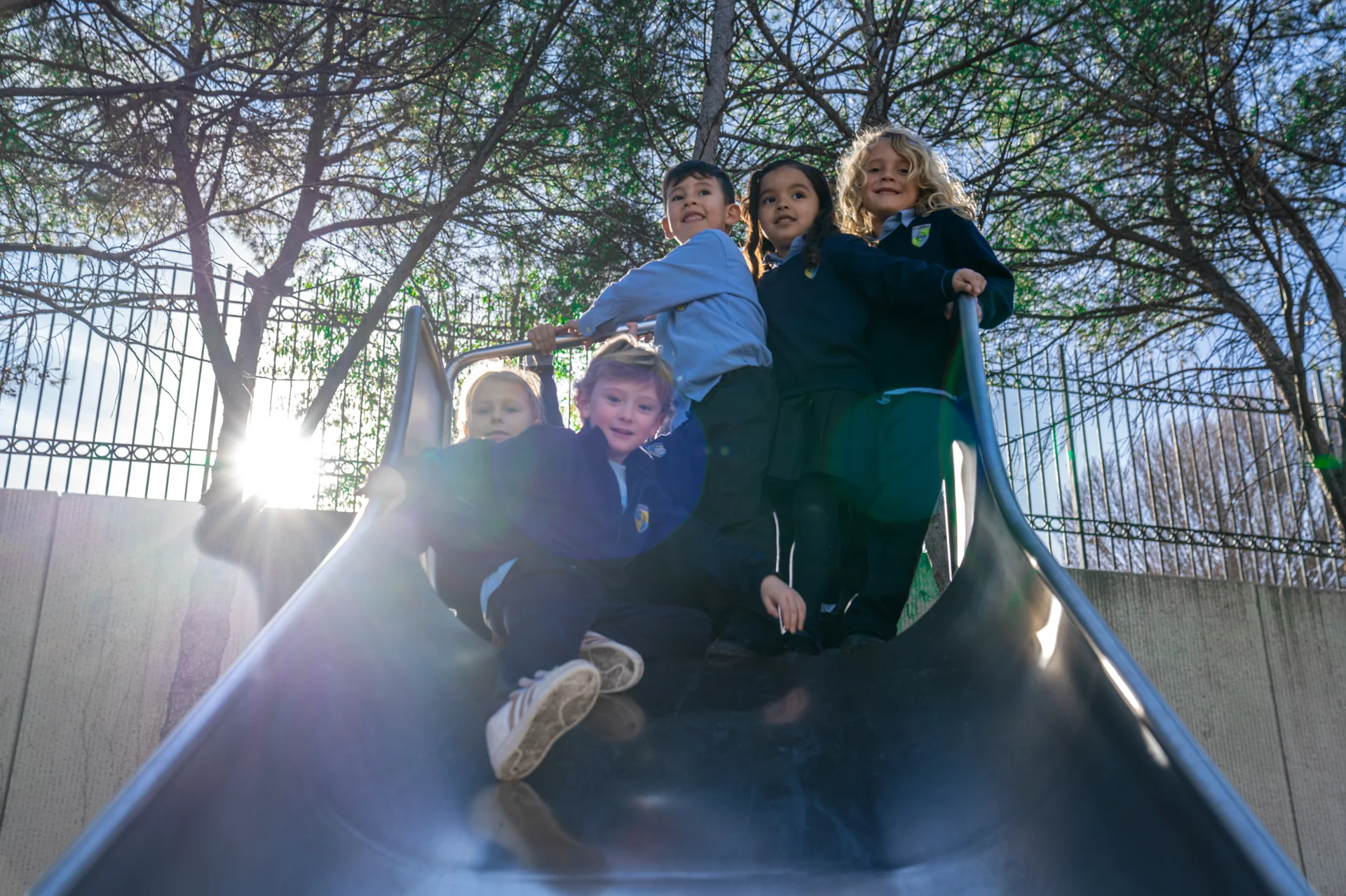 Students on the slide 