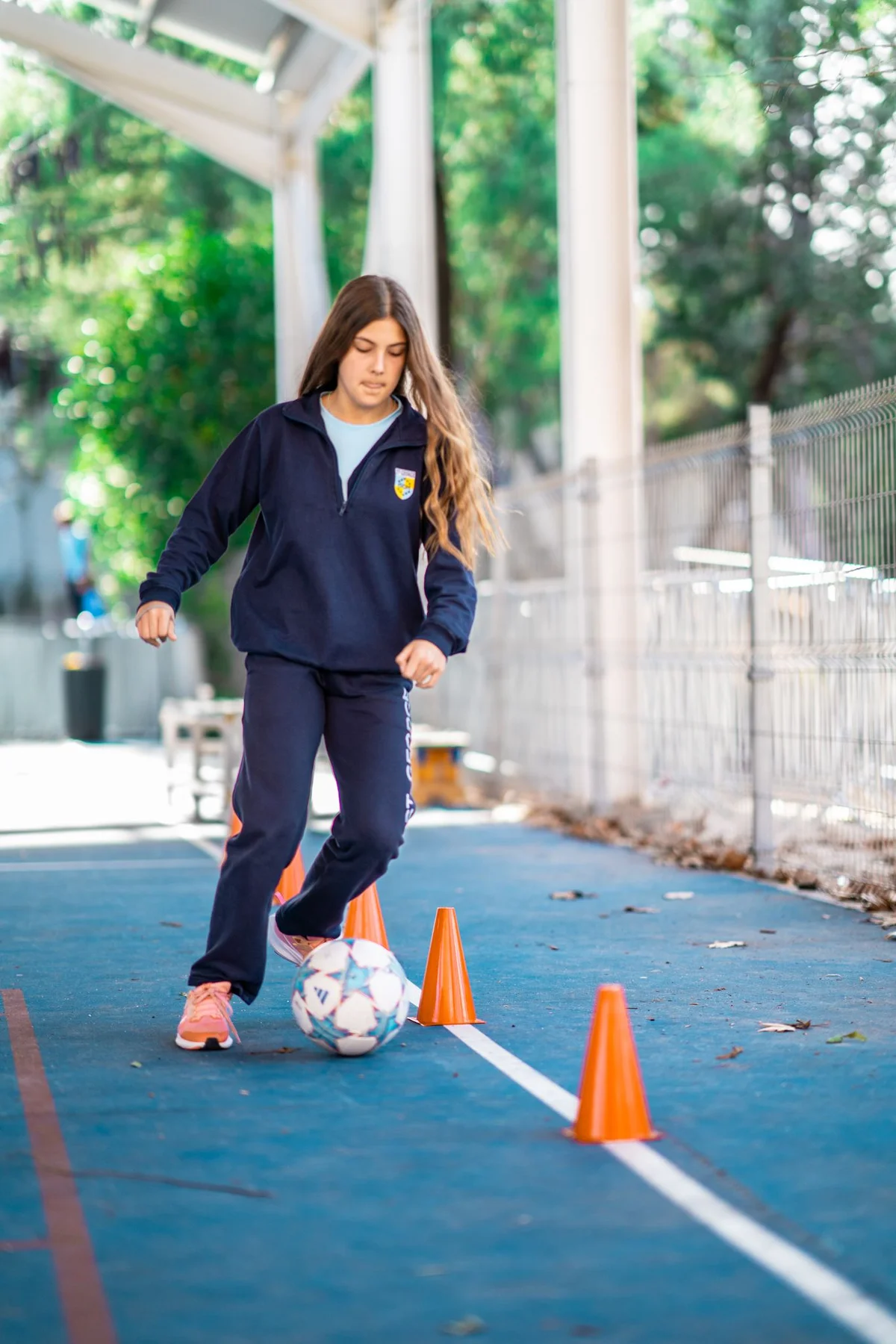 Student playing football