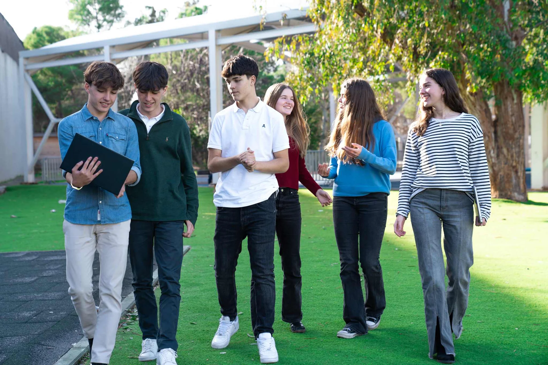 Students smiling each others