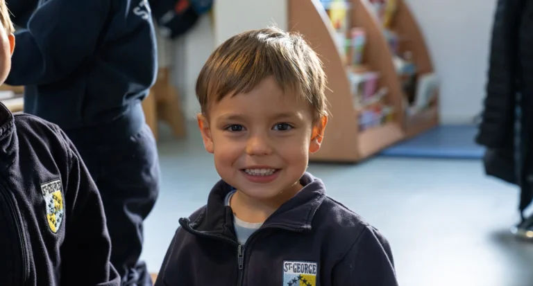 Child smiling in uniform