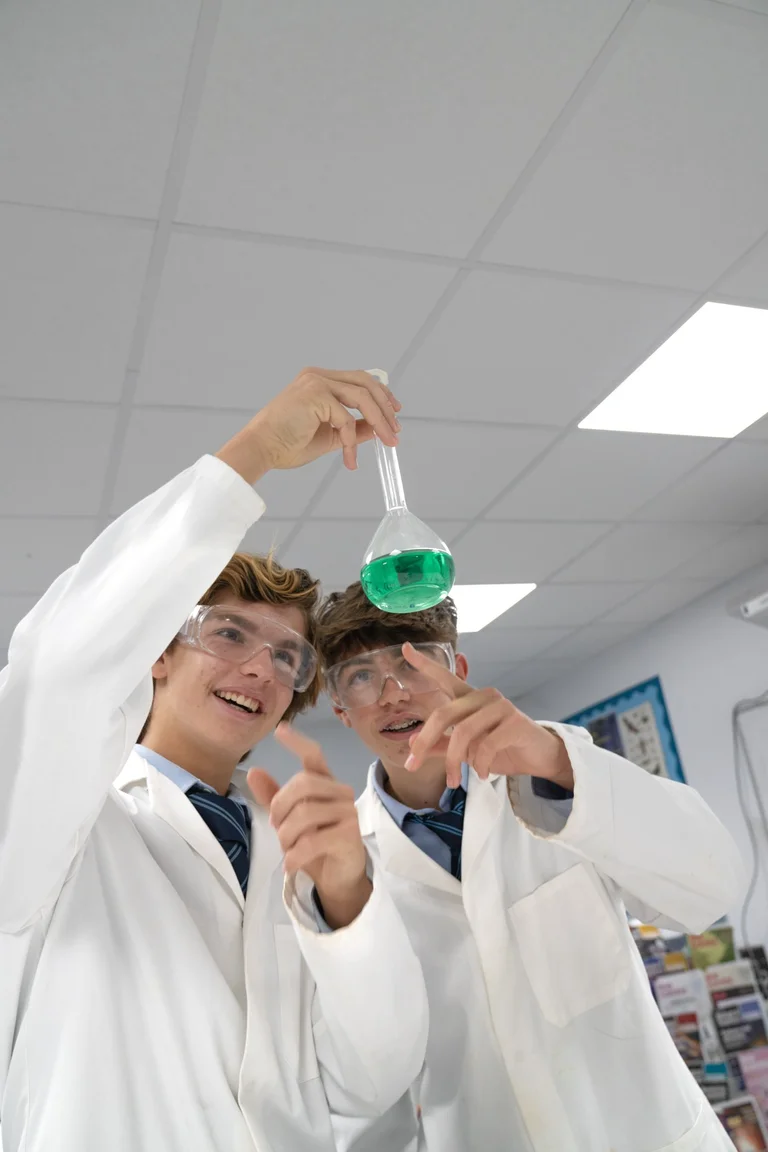 Students during chemistry class